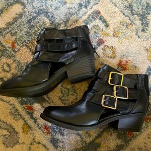 Black buckle ankle boot